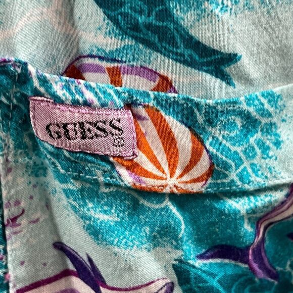 Guess by Georges Marciano Hawaiian Shirt Dolphins Ocean Size 4 Womens - Picture 7 of 10